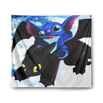 Disney Stich and Toothless Dragon Custom Tapestry Polyester Indoor Wall Home Decor