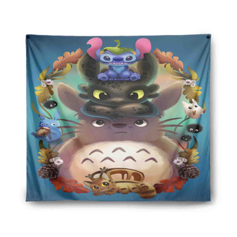 Disney Stitch Toothless Totoro Studio Ghibli Custom Tapestry Polyester Indoor Wall Home Decor