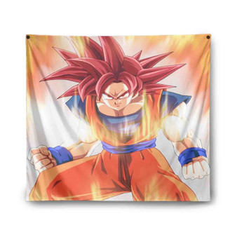 Dragon Ball Z Goku Super Saiyan God Custom Tapestry Polyester Indoor Wall Home Decor
