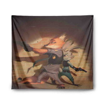 Nick Wilde and Judy Hopps Zootopia Custom Tapestry Polyester Indoor Wall Home Decor