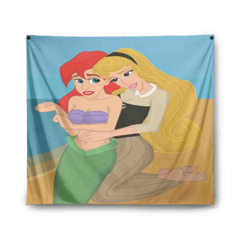 Princess Ariel and Aurora Disney Custom Tapestry Polyester Indoor Wall Home Decor