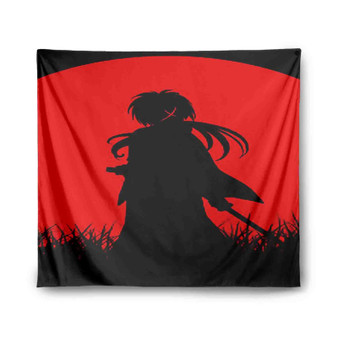 Red Moon Samurai X Rurouni Kenshin Custom Tapestry Polyester Indoor Wall Home Decor