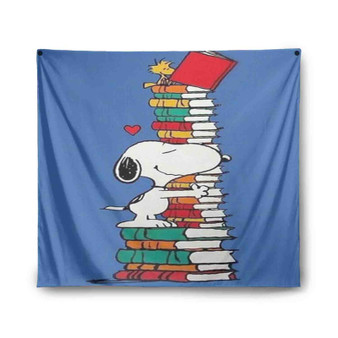 Snoopy and Woodstock Reading Book Custom Tapestry Polyester Indoor Wall Home Decor