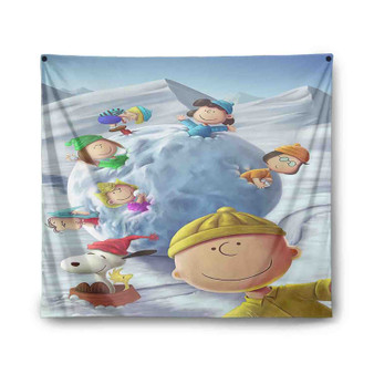 Snoopy The Peanuts Gang With Snowball Custom Tapestry Polyester Indoor Wall Home Decor