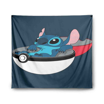 Stitch in Pokedex Ball Custom Tapestry Polyester Indoor Wall Home Decor