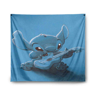 Stitch With Ukulele Custom Tapestry Polyester Indoor Wall Home Decor
