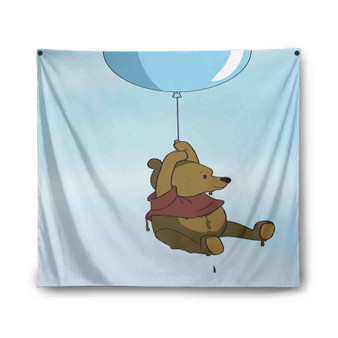 Winnie The Pooh Flying With Balloon Custom Tapestry Polyester Indoor Wall Home Decor