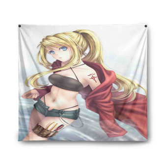 Winry Rockbell Fullmetal Alchemist Brotherhood Art Custom Tapestry Polyester Indoor Wall Home Decor