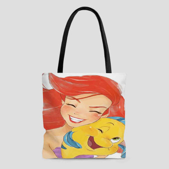 Ariel and Flounder The Little Mermaid Custom Tote Bag AOP With Cotton Handle