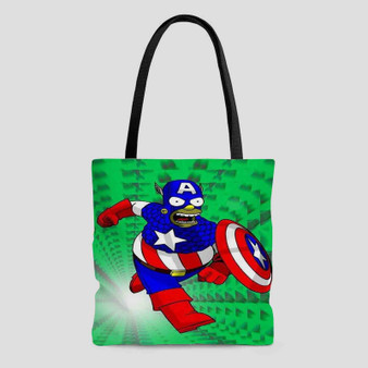 Bart Simpson Captain America Custom Tote Bag AOP With Cotton Handle