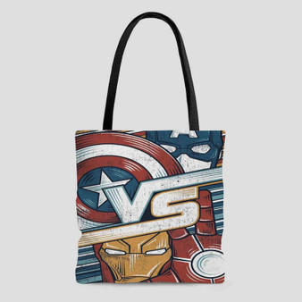 Captain America Vs Iron Man Custom Tote Bag AOP With Cotton Handle