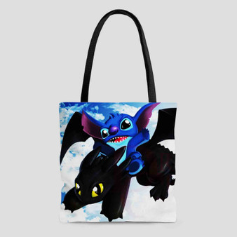 Disney Stich and Toothless Dragon Custom Tote Bag AOP With Cotton Handle