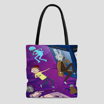 Dr Who Rick and Morty Custom Tote Bag AOP With Cotton Handle