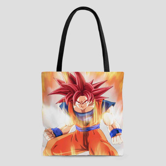 Dragon Ball Z Goku Super Saiyan God Custom Tote Bag AOP With Cotton Handle