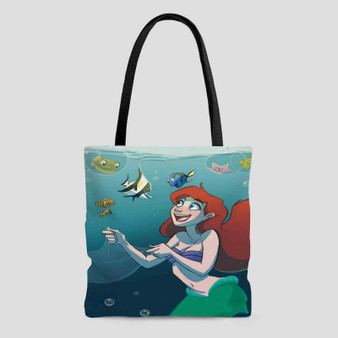 Finding Dory Ariel The Little Mermaid Custom Tote Bag AOP With Cotton Handle