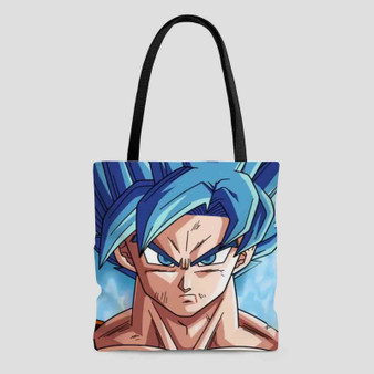 Goku Super Saiyan Blue Dragon Ball Super Custom Tote Bag AOP With Cotton Handle