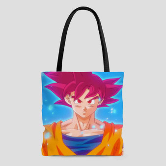 Goku Super Saiyan God Custom Tote Bag AOP With Cotton Handle