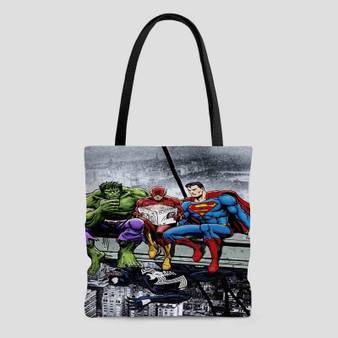 Hulk The Flash Superman Venom Breakfast Custom Tote Bag AOP With Cotton Handle