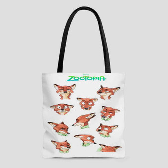 Nick Wilde Face Collage Zootopia Custom Tote Bag AOP With Cotton Handle