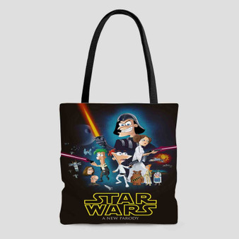 Phineas and Ferb Star Wars Custom Tote Bag AOP With Cotton Handle