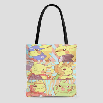 Pikachu as Avengers Characters Custom Tote Bag AOP With Cotton Handle