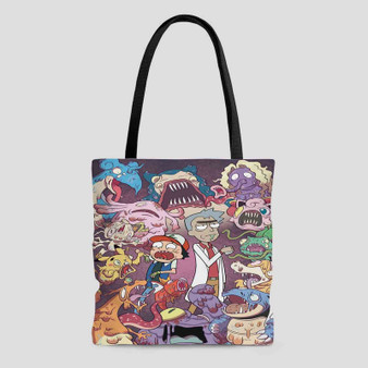 Rick and Morty with Pokemon Custom Tote Bag AOP With Cotton Handle