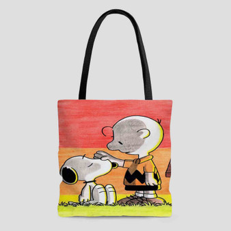 Snoopy and Charlie Brown Custom Tote Bag AOP With Cotton Handle