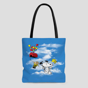 Snoopy The Peanuts Up Custom Tote Bag AOP With Cotton Handle
