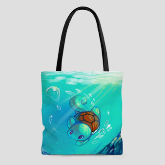 Squirtle Pokemon Art Custom Tote Bag AOP With Cotton Handle