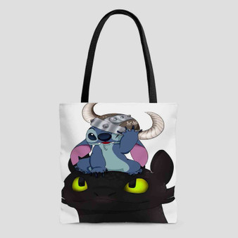 Stitch and Toothless Custom Tote Bag AOP With Cotton Handle