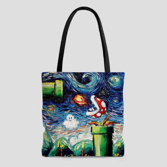 Super Mario Starry Night Custom Tote Bag AOP With Cotton Handle