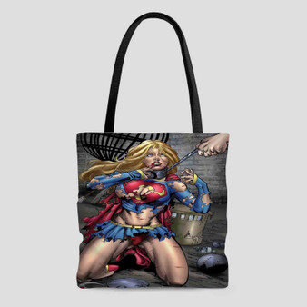 Supergirl Art Custom Tote Bag AOP With Cotton Handle
