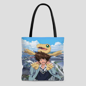 Taichi Yagami and Agumon Digimon Custom Tote Bag AOP With Cotton Handle