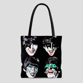 The Beatles Kiss Band Face Custom Tote Bag AOP With Cotton Handle
