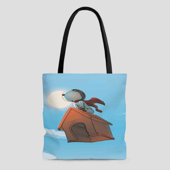The Peanuts Snoopy Flying Custom Tote Bag AOP With Cotton Handle