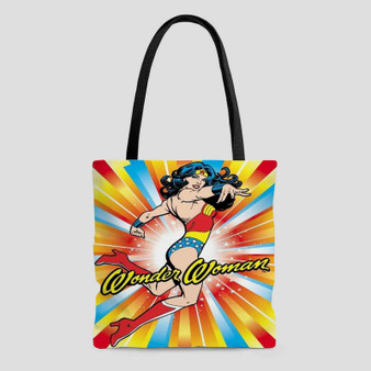 Wonder Woman Coloful Custom Tote Bag AOP With Cotton Handle