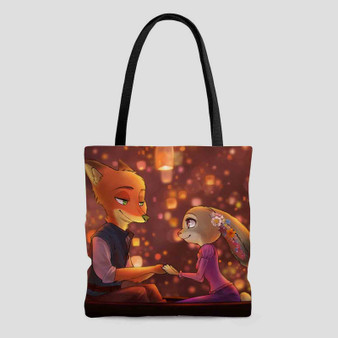 Zootopia as Tangled Disney Custom Tote Bag AOP With Cotton Handle