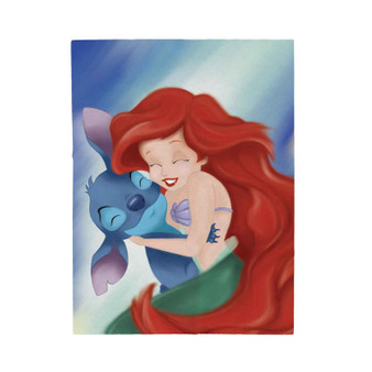 Ariel and Stitch Disney Custom Velveteen Plush Polyester Blanket Bedroom Family