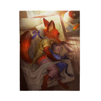 Nick Wilde and Judy Hopps Zootopia Sleeping Custom Velveteen Plush Polyester Blanket Bedroom Family