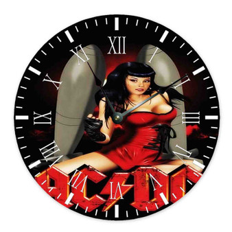 ACDC Sexy Girl Custom Wall Clock Round Non-ticking Wooden