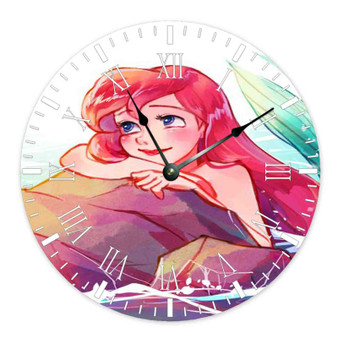 Ariel Disney The Little Mermaid Custom Wall Clock Round Non-ticking Wooden