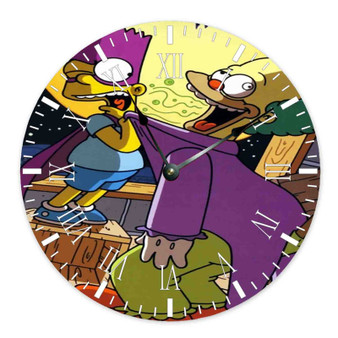Bart And Krusty The Simpsons Custom Wall Clock Round Non-ticking Wooden