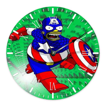 Bart Simpson Captain America Custom Wall Clock Round Non-ticking Wooden