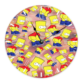 Bart The Simpson Custom Wall Clock Round Non-ticking Wooden