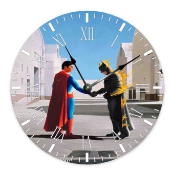 Batman vs Superman Pink FLoyd Custom Wall Clock Round Non-ticking Wooden