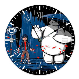 Baymax Big Hero Totoro Custom Wall Clock Round Non-ticking Wooden