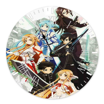 Characters Sword Art Online Custom Wall Clock Round Non-ticking Wooden