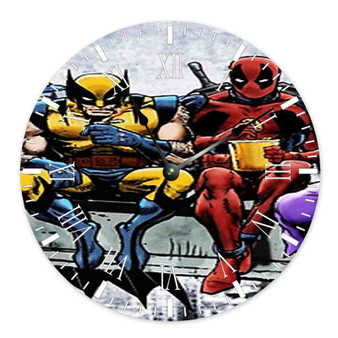 Deadpool and Wolverine Breakfast Custom Wall Clock Round Non-ticking Wooden