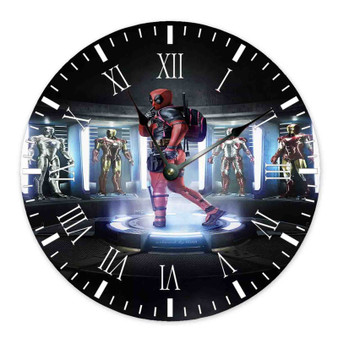 Deadpool in Iron Man Laboratory Custom Wall Clock Round Non-ticking Wooden