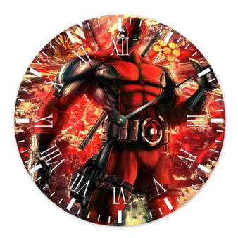 Deadpool Marvel Superhero Custom Wall Clock Round Non-ticking Wooden